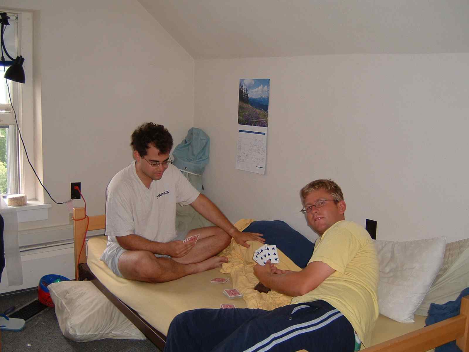 Jonathan (left) and Zach (right) face off in Morgan E, Summer 2004.